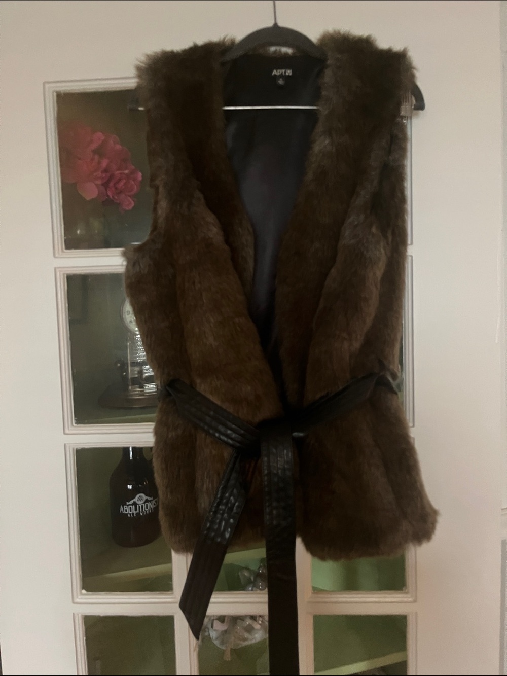 Apt. 9 Chocolate Brown Faux Fur Belted Vest
